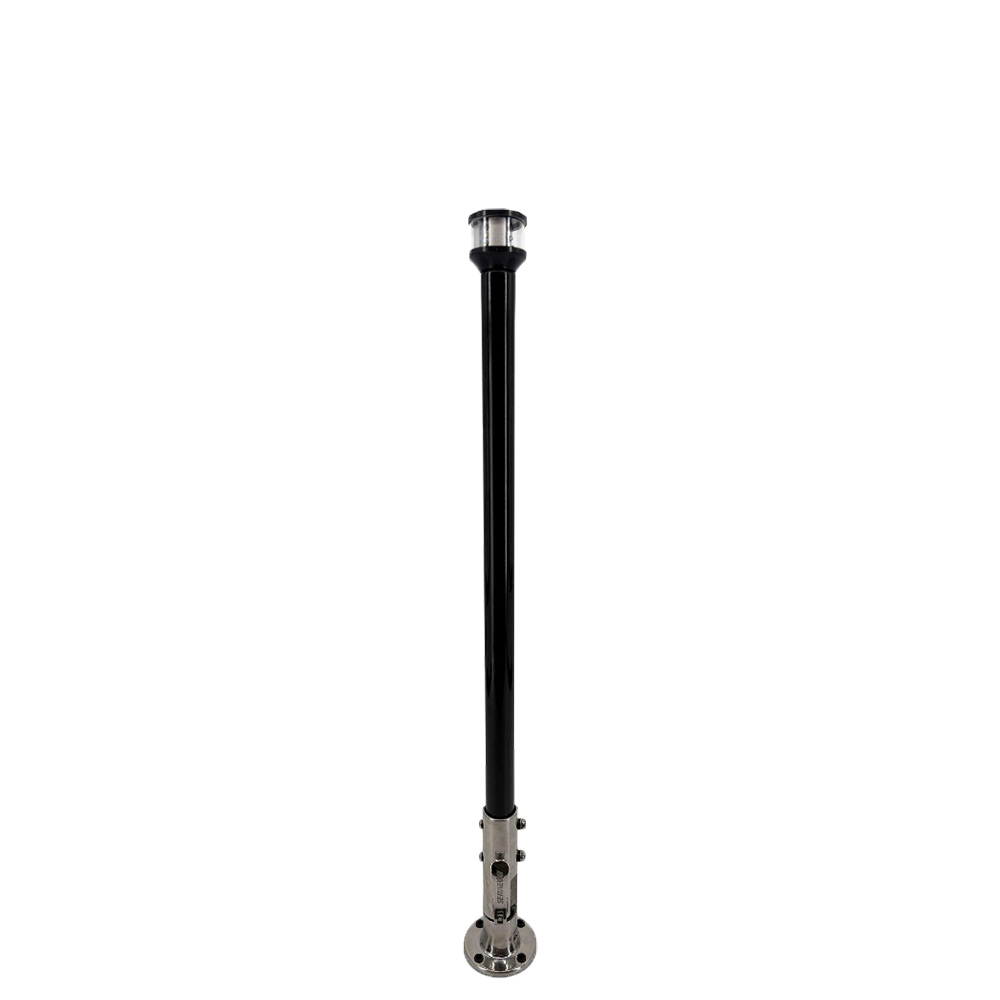 Seaview 12" Manually Folding Light Post w/316 Stainless Steel Base &amp; LTBLED12C5 Navigation Light - Black