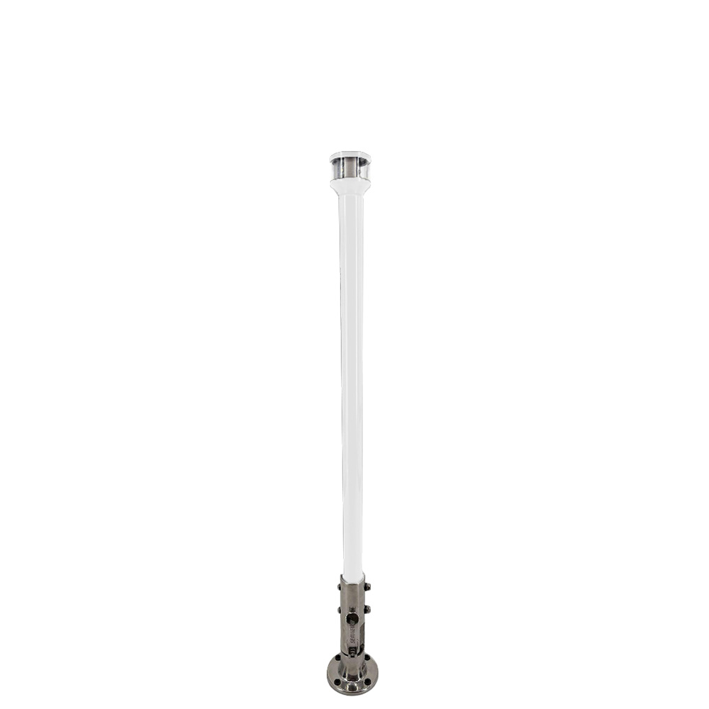 Seaview 12" Manually Folding Light Post w/316 Stainless Steel Base &amp; LTBLED12C5 Navigation Light - White