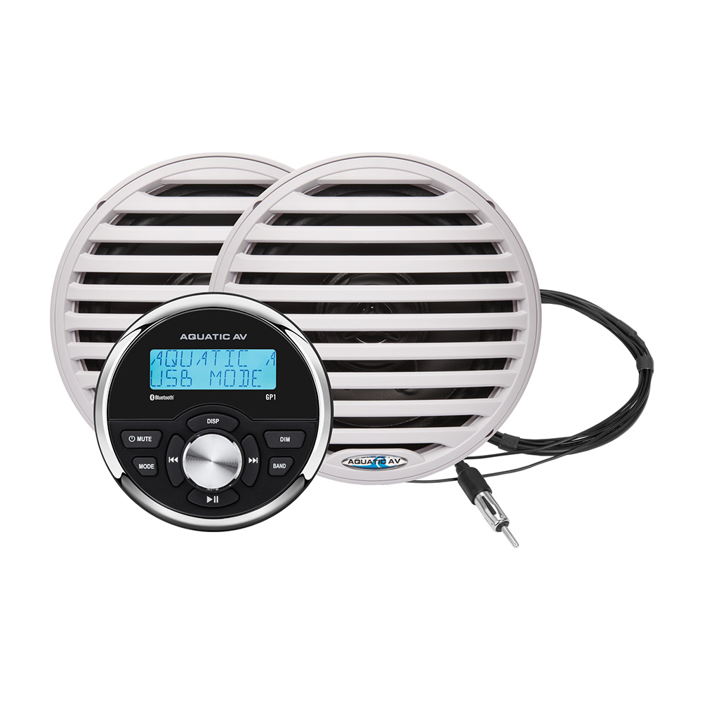 Aquatic AV GP1 Gauge Stereo &amp; Economy 6.5" Speakers - White (Pair)
