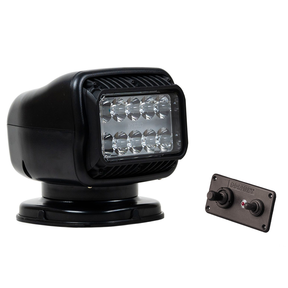 Golight GT Series LED Hybrid Light Permanent Mount w/Handheld Wireless Remote – 12V – Black