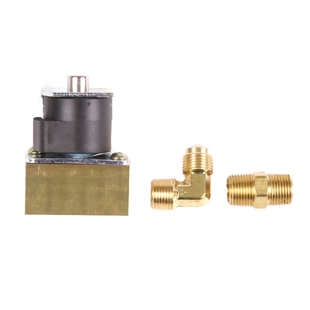 Trident Marine 12VDC Low-Pressure Brass Solenoid Shut-Off Valve 3/8" Female Ports &amp; 2 Brass Connection Fittings