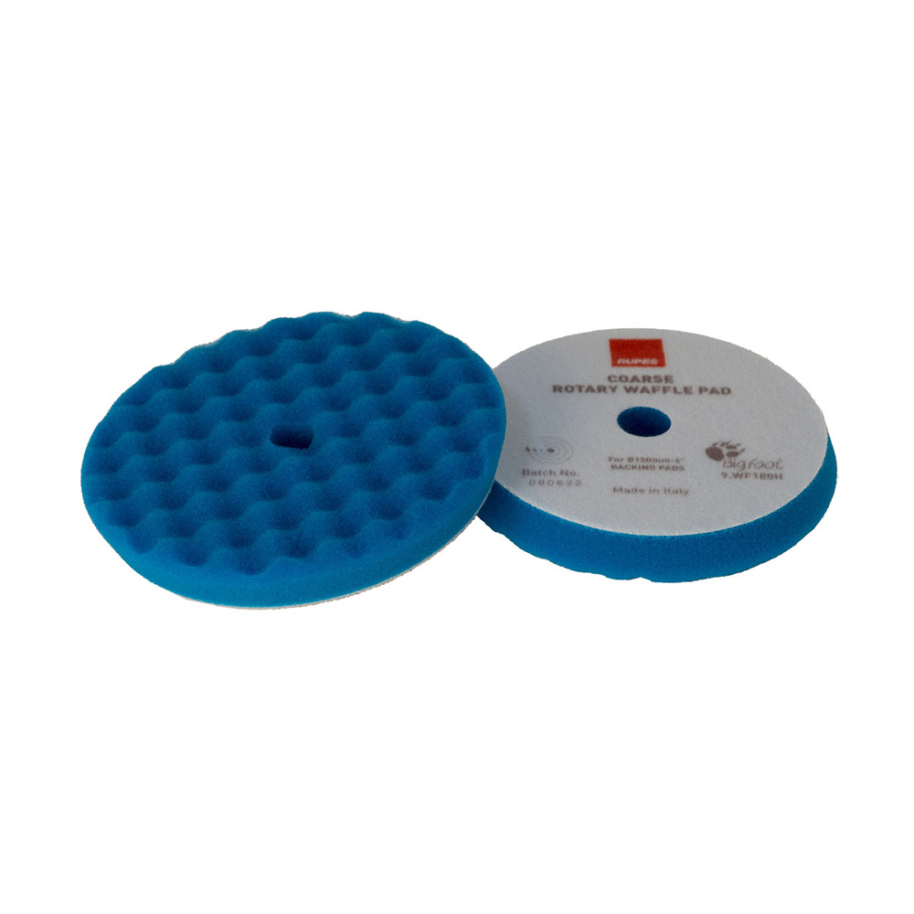 Rupes Velcro Waffle Coarse Polishing Foam Pad for Rotary Polishers 180 mm - Blue