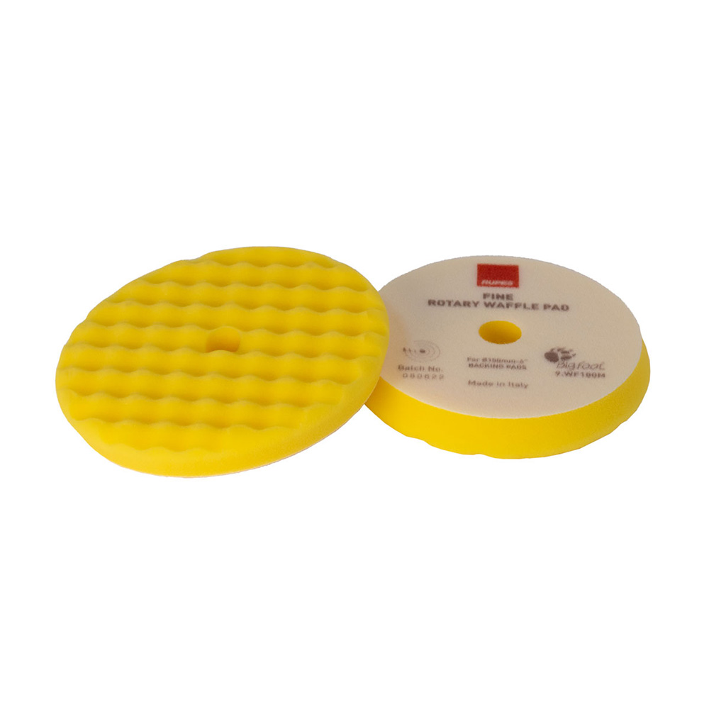 Rupes Velcro Waffle Fine Polishing Pad for Rotary Polishers 180 mm - Yellow