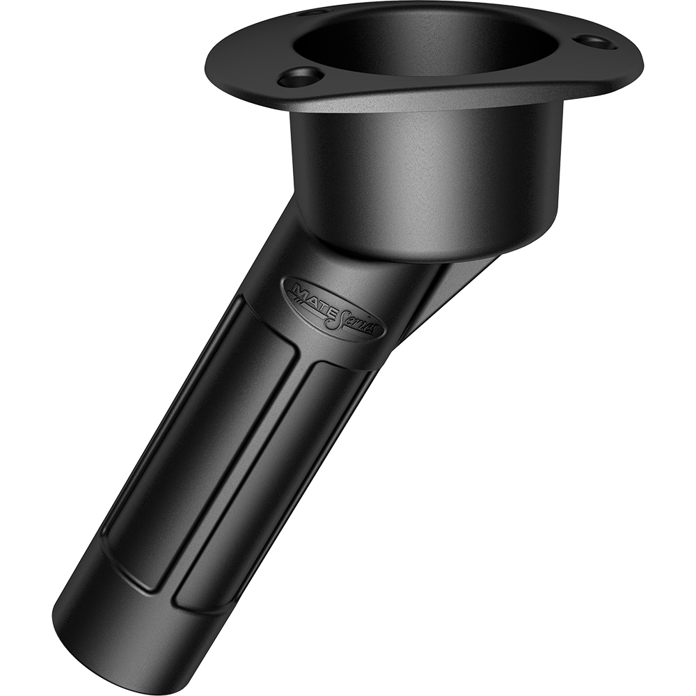 Mate Series Plastic Rod & Cup Holder 30 Degree Open with Oval Top - Black