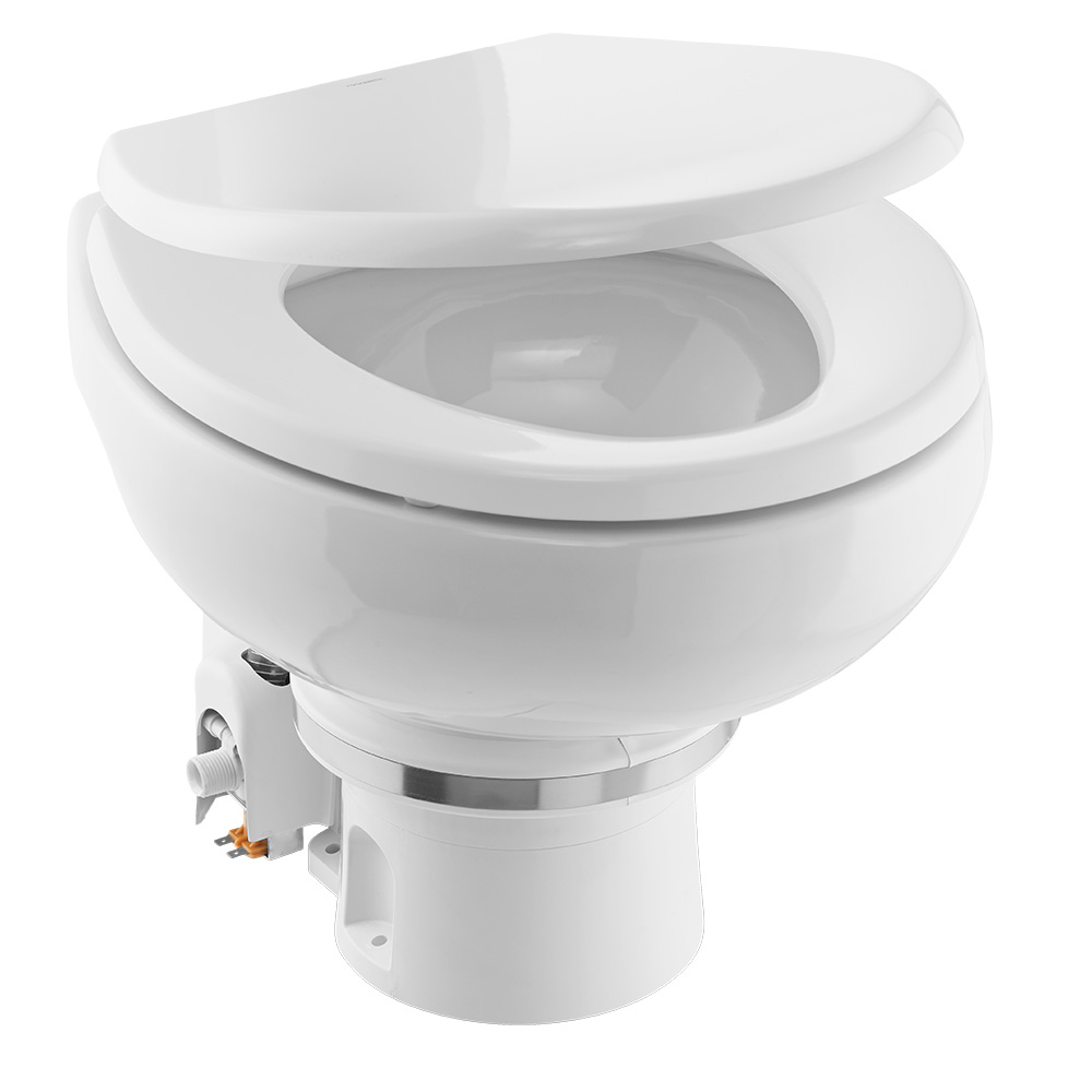 Dometic&trade; MasterFlush 7160 White Electric Macerating Toilet w/Orbit Base, Raw Water Flush - 24V