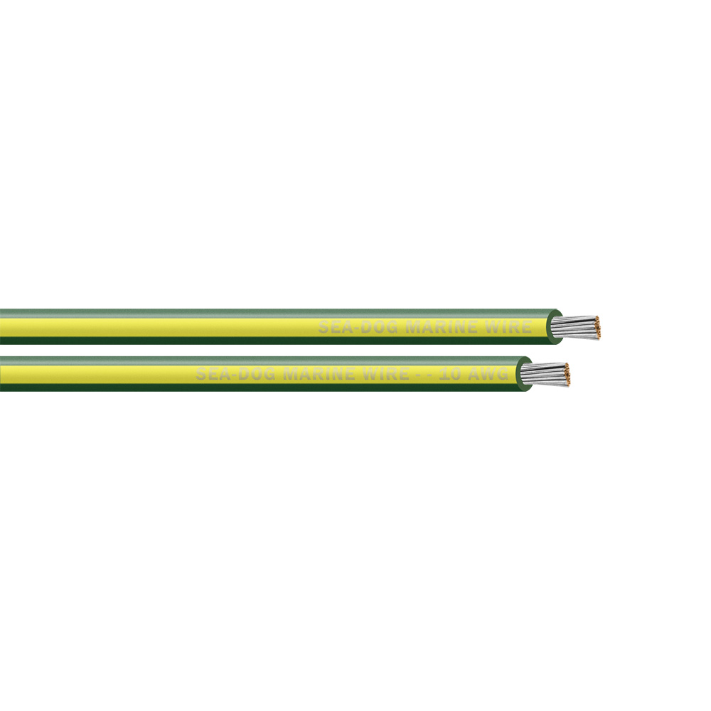 Sea-Dog 10 AWG Green/Yellow Stripe Primary Wire - 25'