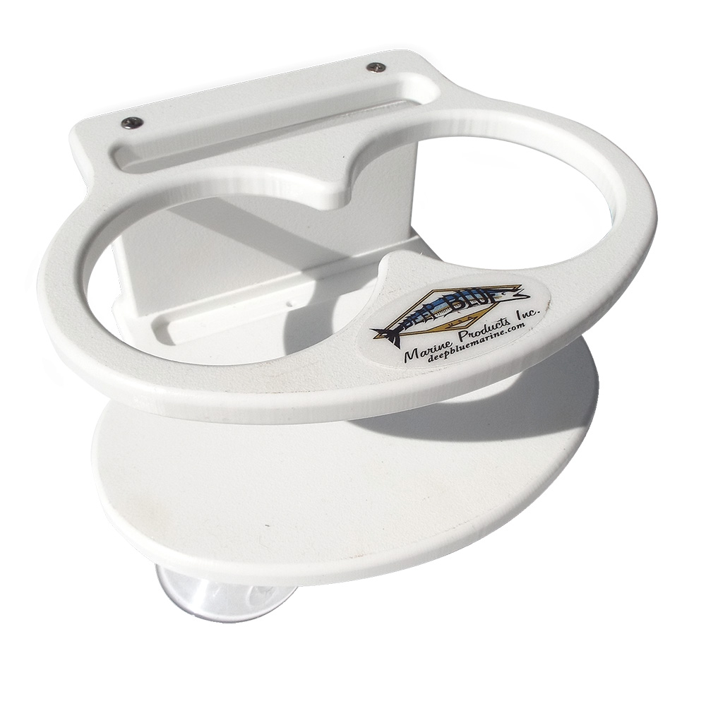 Deep Blue Marine Double Slim Can Drink Holder &amp; Cell Phone - White