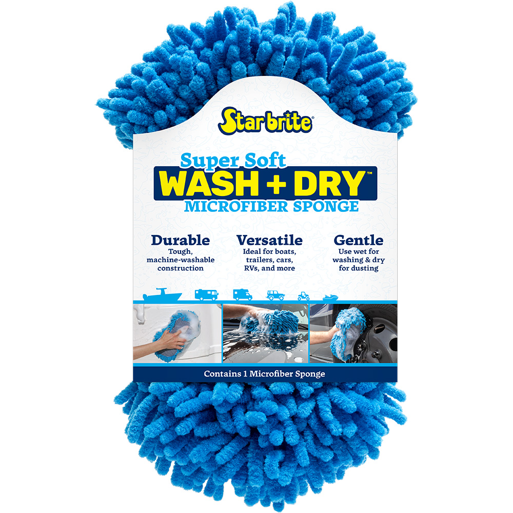 Star brite Microfiber Reggae Sponge - Blue, Dual-Sided Scrubbing &amp; Dusting