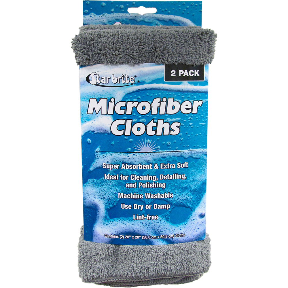 Star brite Microfiber Cloths 2 Pack - 20" x 20" Super Absorbent &amp; Soft Towels