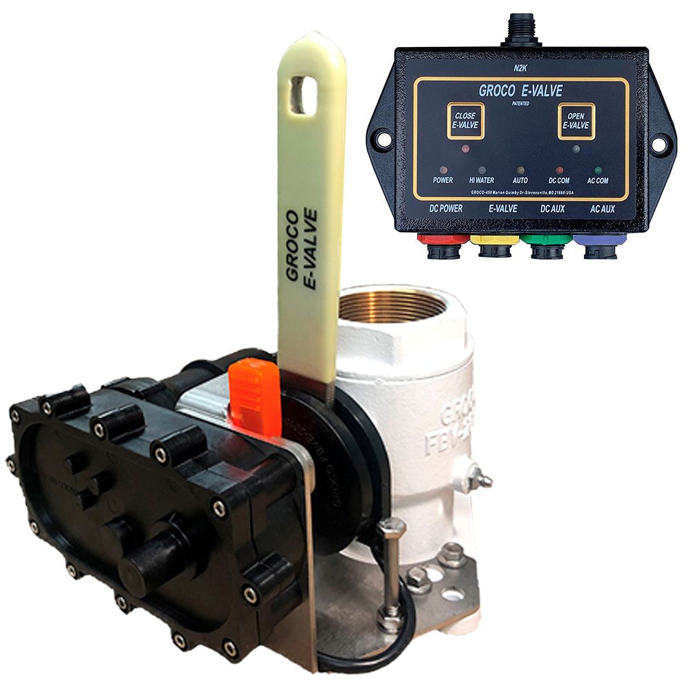 GROCO 1-1/2" E-Valve Kit - Bronze Electric Flanged Seacock - 12V