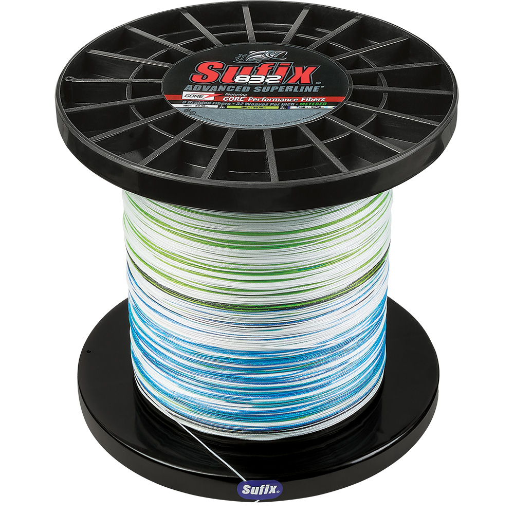 Sufix 832 Advanced Superline&reg; Bulk Metered 3500yds, 65lb, White - Neon Lime - Blue