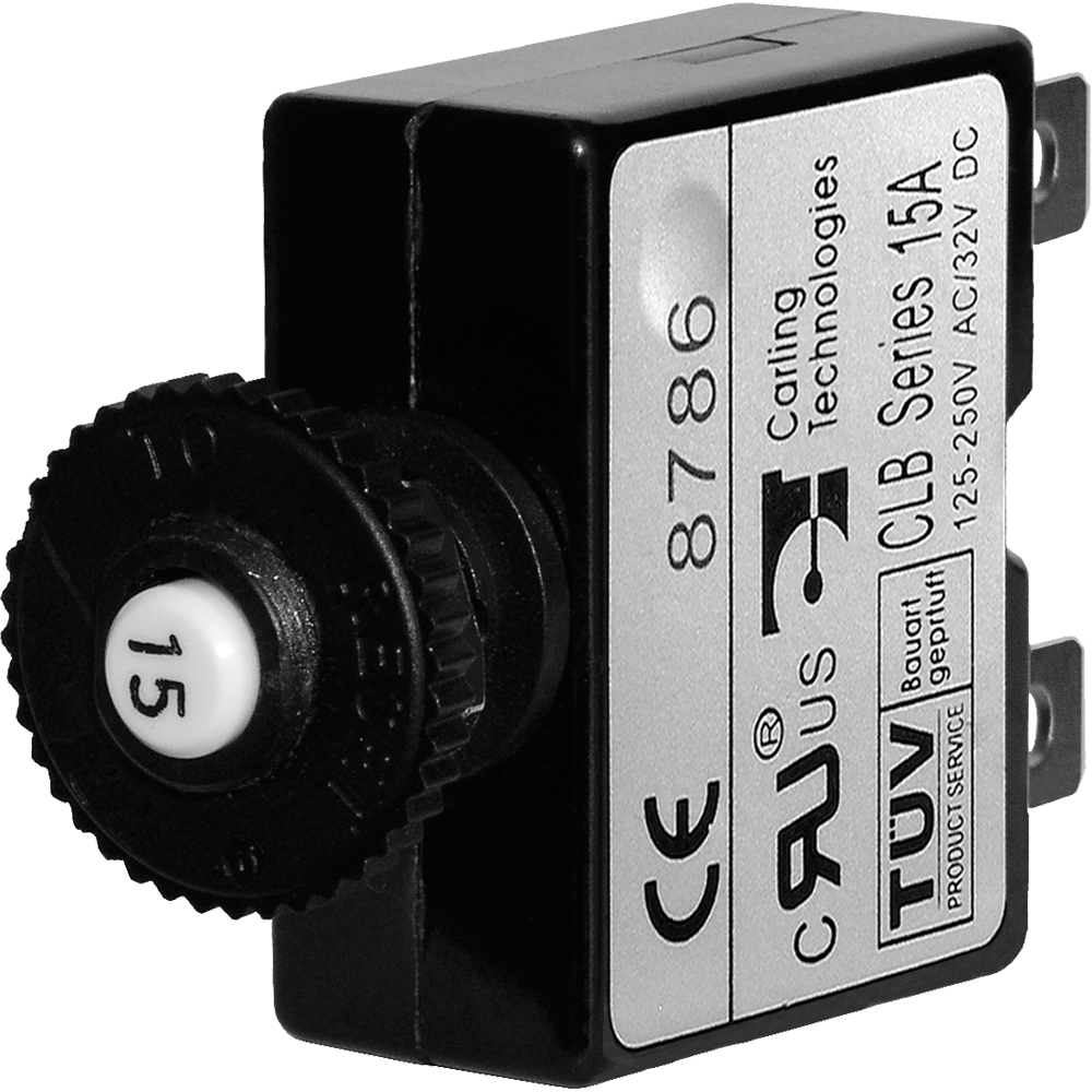 image for Blue Sea 7056 15A Push Button Thermal with Quick Connect Terminals