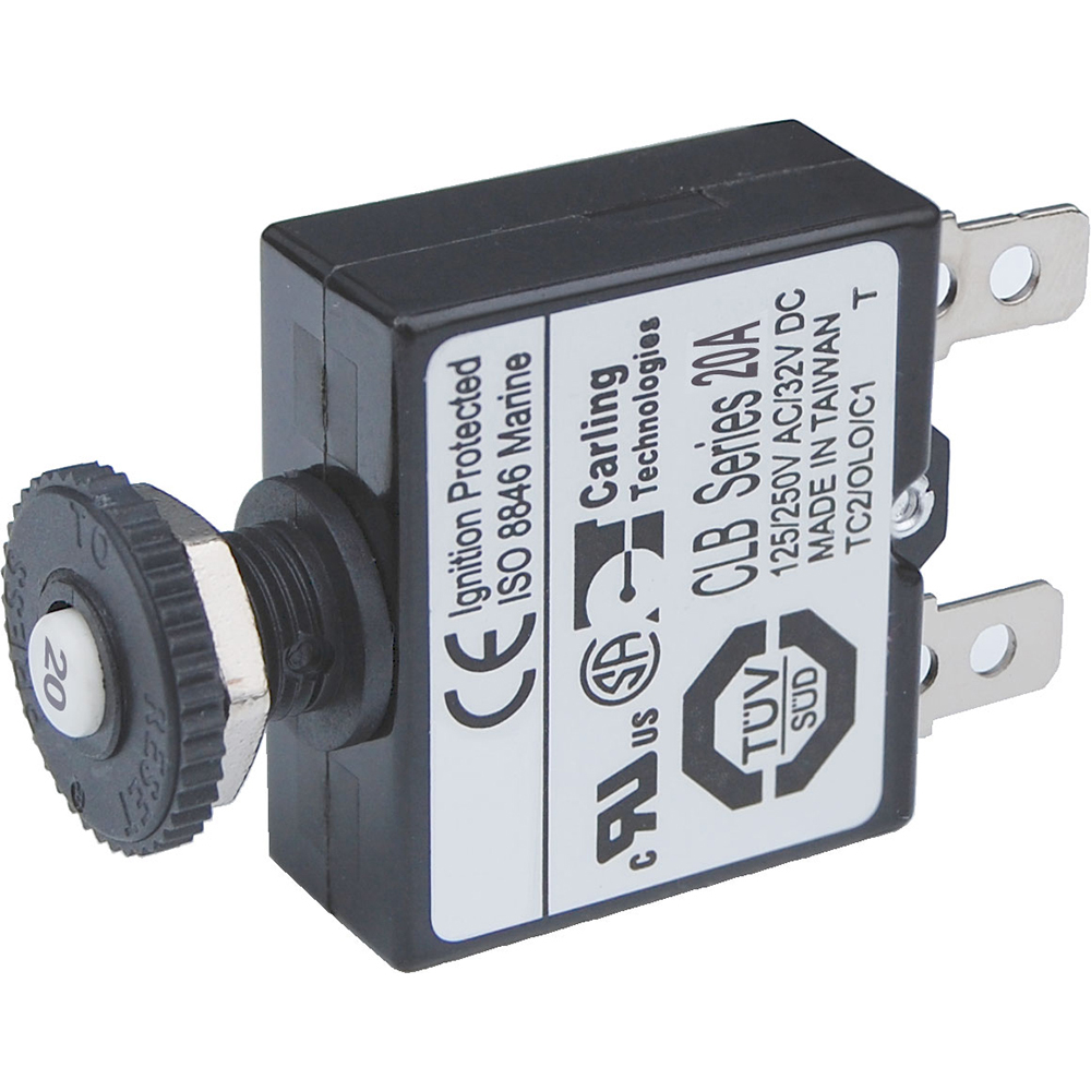 image for Blue Sea 7057 20A Push Button Thermal with Quick Connect Terminals