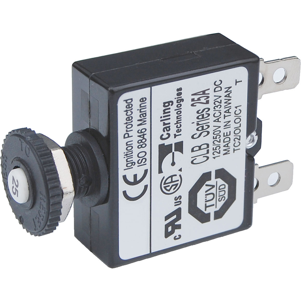 image for Blue Sea 7058 25A Push Button Thermal with Quick Connect Terminals