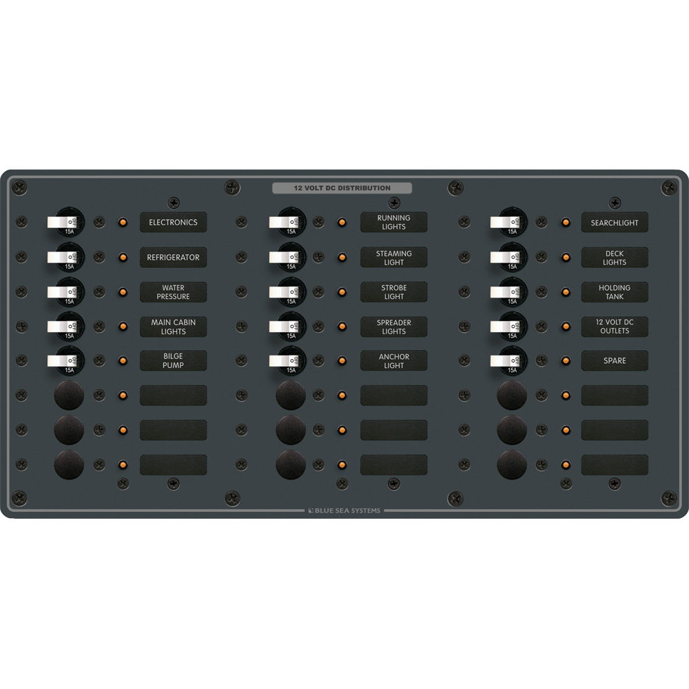 image for Blue Sea 8264 Traditional Metal DC Panel – 24 Positions