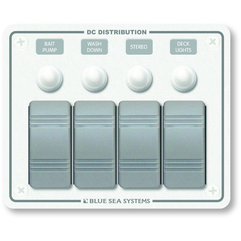image for Blue Sea 8272 Water Resistant Panel – 4 Position – White – Horizontal Mount