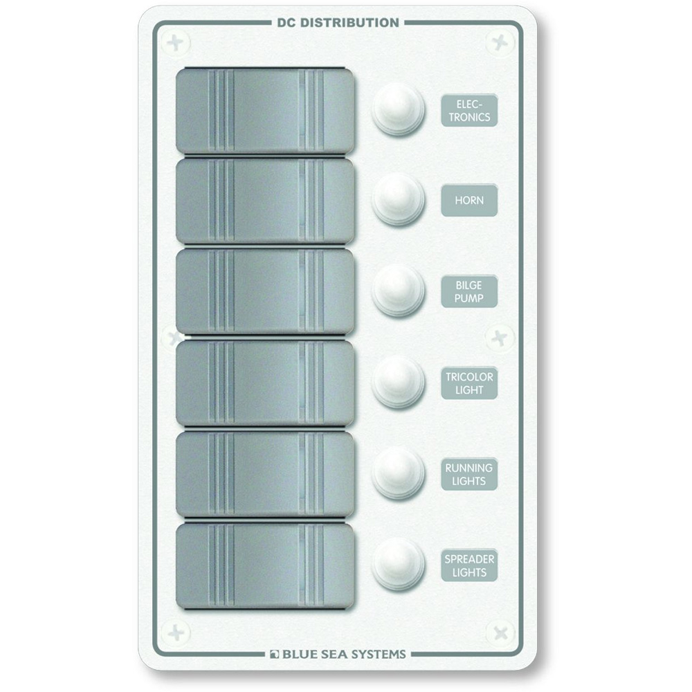 image for Blue Sea 8273 Water Resistant Panel – 6 Position – White – Vertical