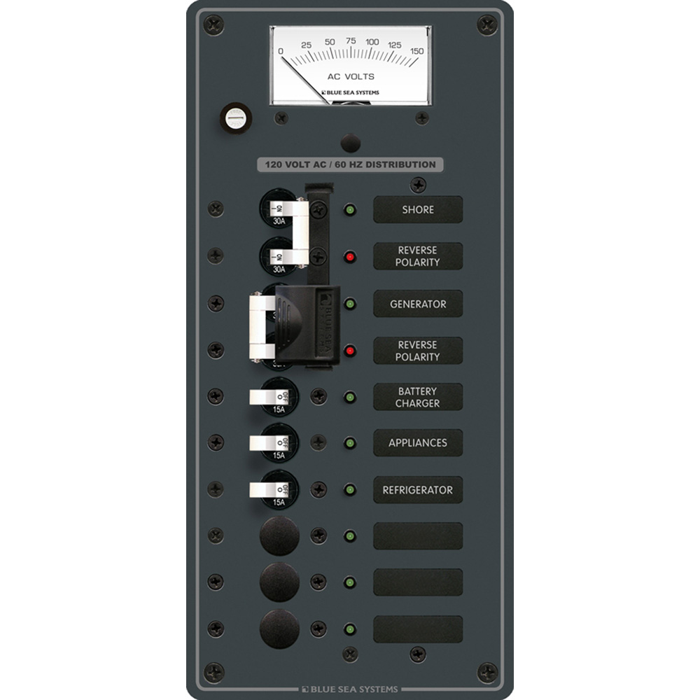 Blue Sea 8489 Breaker Panel - AC 2 Sources + 6 Positions - White CD-20868