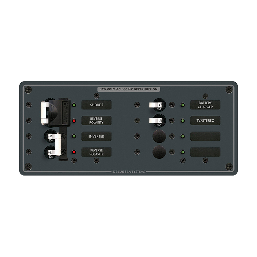 image for Blue Sea 8499 Breaker Panel – AC 2 Sources + 4 Positions – White