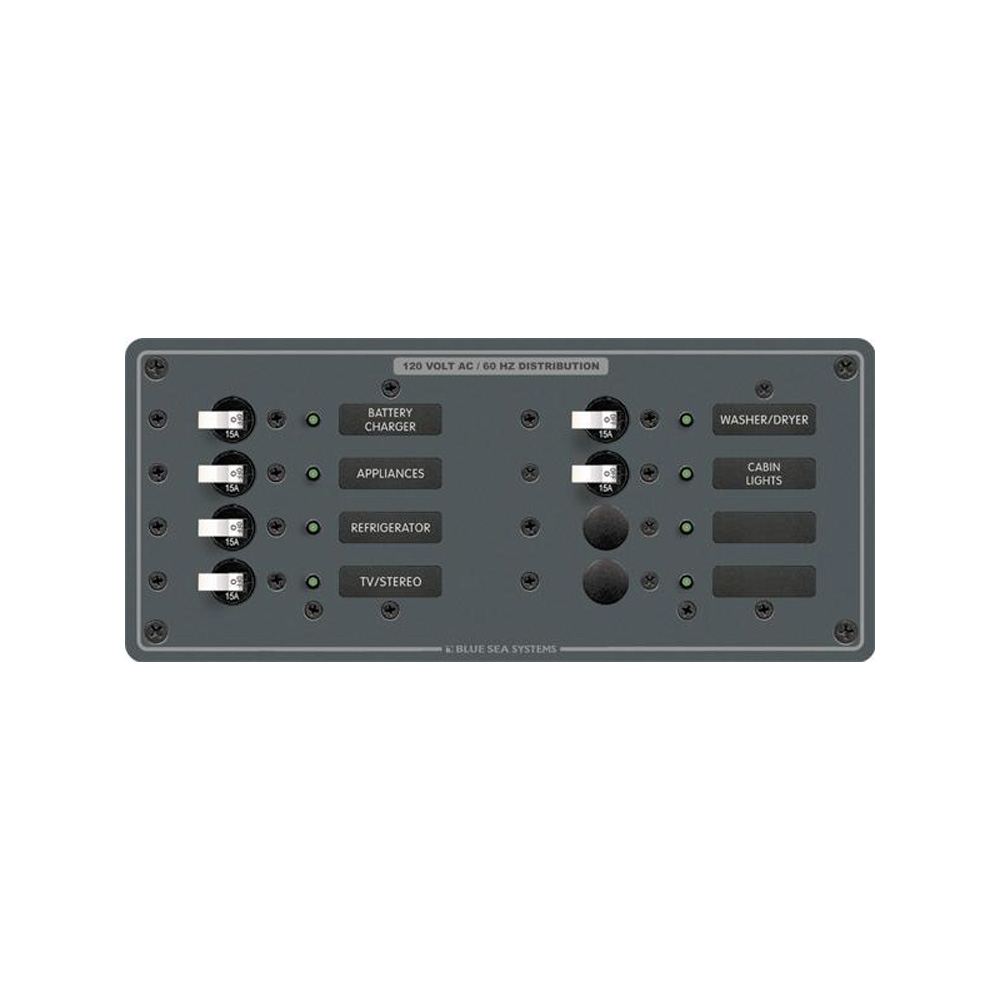 Blue Sea 8511 AC 8 Position 230v (European) Breaker Panel (White Switches CD-20879