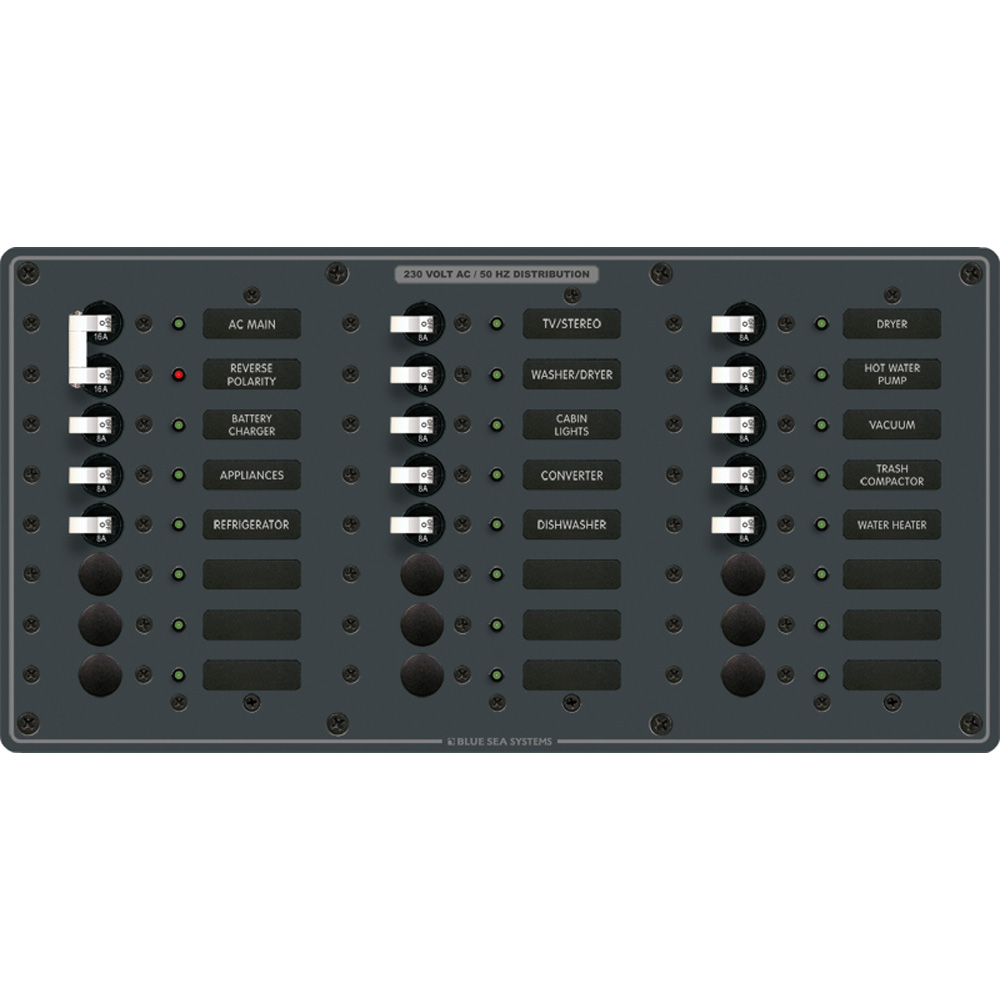 Blue Sea 8565 Breaker Panel - AC Main + 22 Positions (European) - White CD-20887