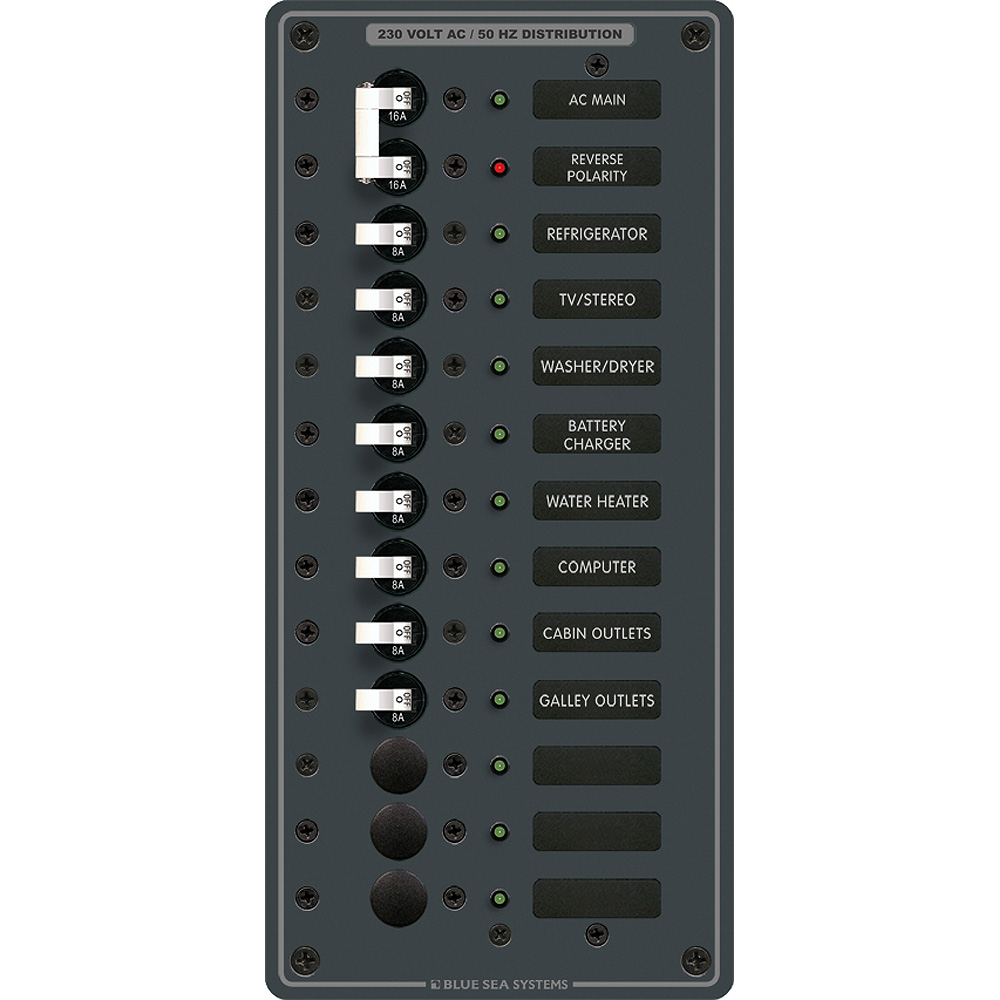 image for Blue Sea 8585 Breaker Panel – AC Main + 11 Positions (European) – White