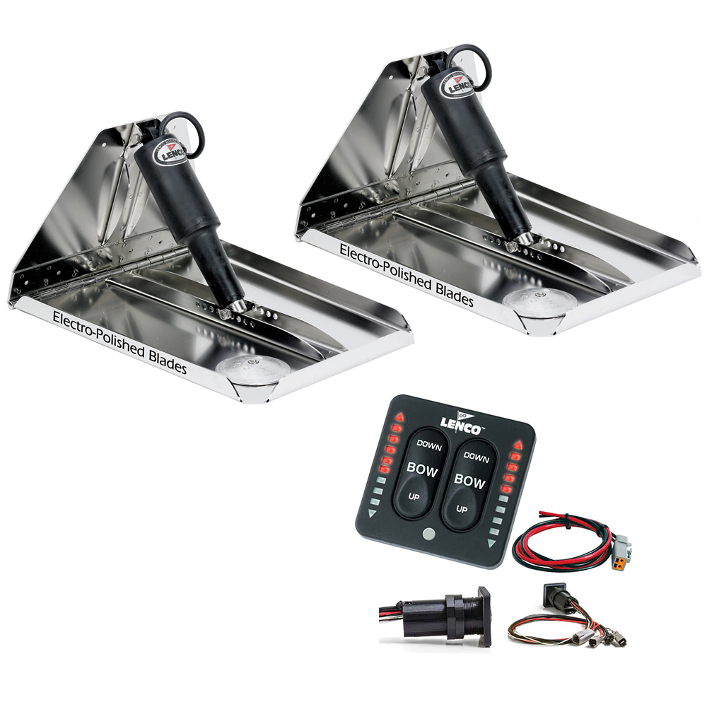 image for Lenco 12″ x 12″ Heavy Duty Performance Trim Tab Kit w/LED Indicator Switch Kit 12V