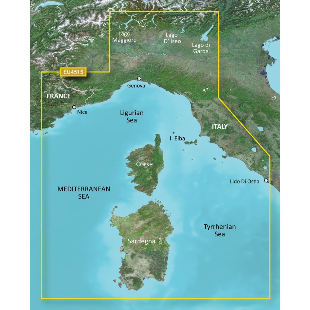 image for Garmin BlueChart® g3 Vision® HD – VEU451S – Legurian Sea, Corsica & Sardinia – microSD™/SD™