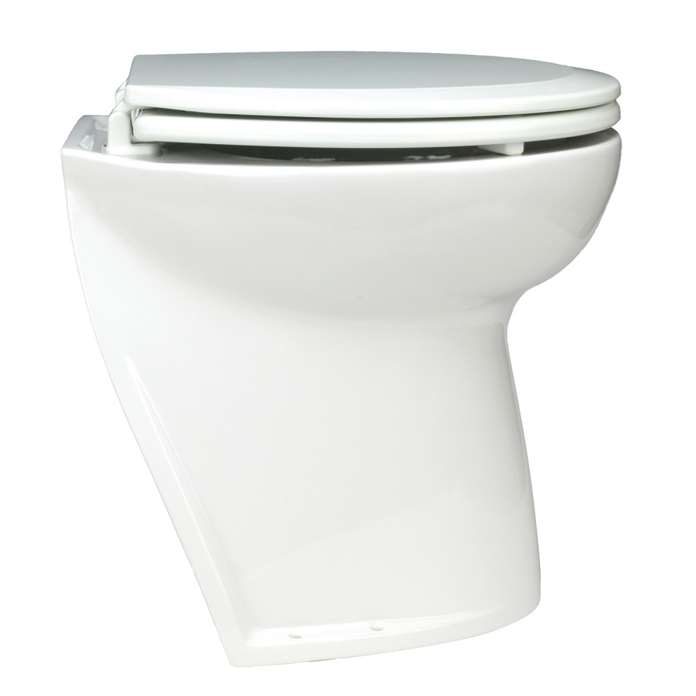 Jabsco Deluxe Flush Electric Toilet - Raw Water - Angled Back CD-31474