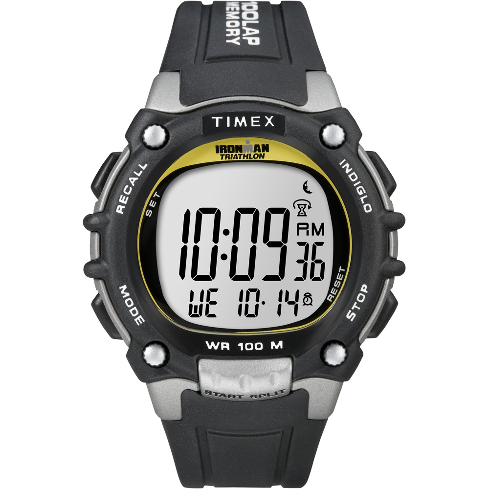 image for Timex Ironman Traditional 100-Lap – Black/Silver/Yellow Watch