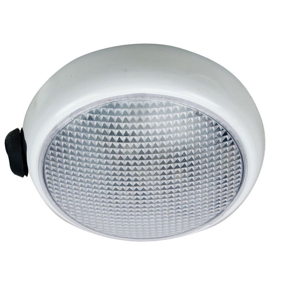 Perko Round Surface Mount LED Dome Light - White Powder Coat - w/ Switch CD-34444