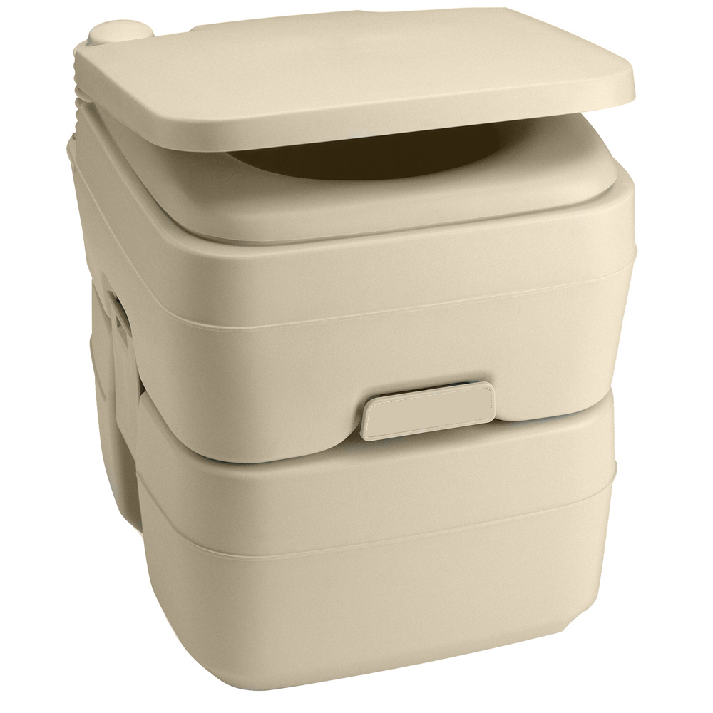 image for Dometic 965 MSD Portable Toilet w/Mounting Brackets – 5 Gallon – Parchment