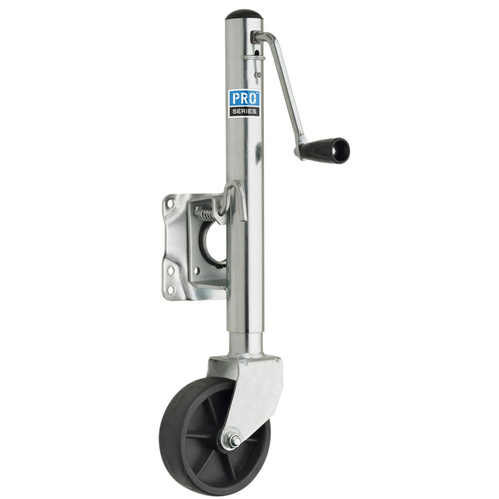 image for Pro Series 1000 lbs. Zinc Plated Swivel Jack w/6″ Poly Wheel