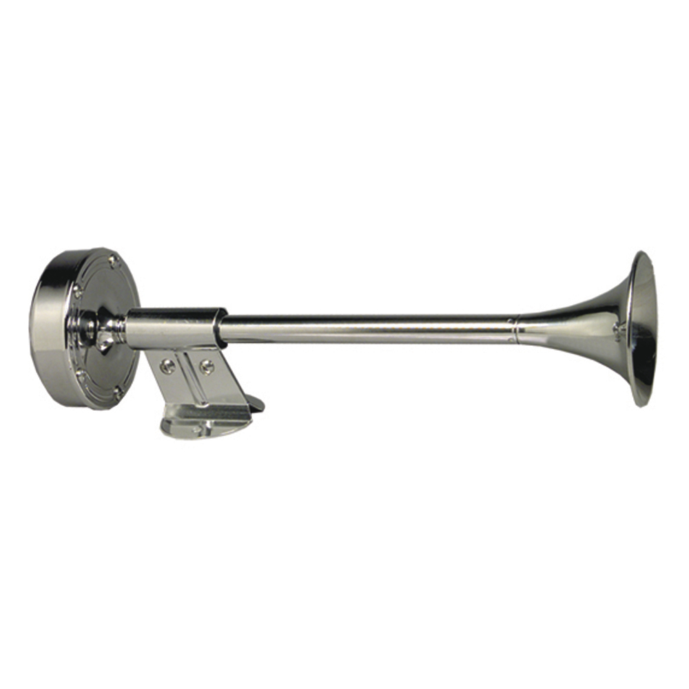 image for Schmitt Marine Deluxe All-Stainless Shorty Single Trumpet Horn – 12V