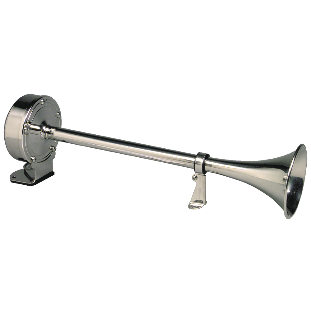 image for Schmitt Marine Deluxe All-Stainless Single Trumpet Horn – 12V