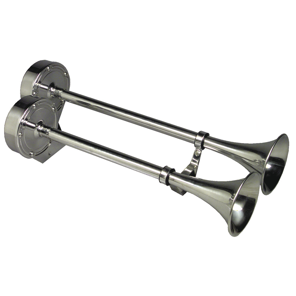 image for Schmitt Marine Deluxe All-Stainless Dual Trumpet Horn – 24V