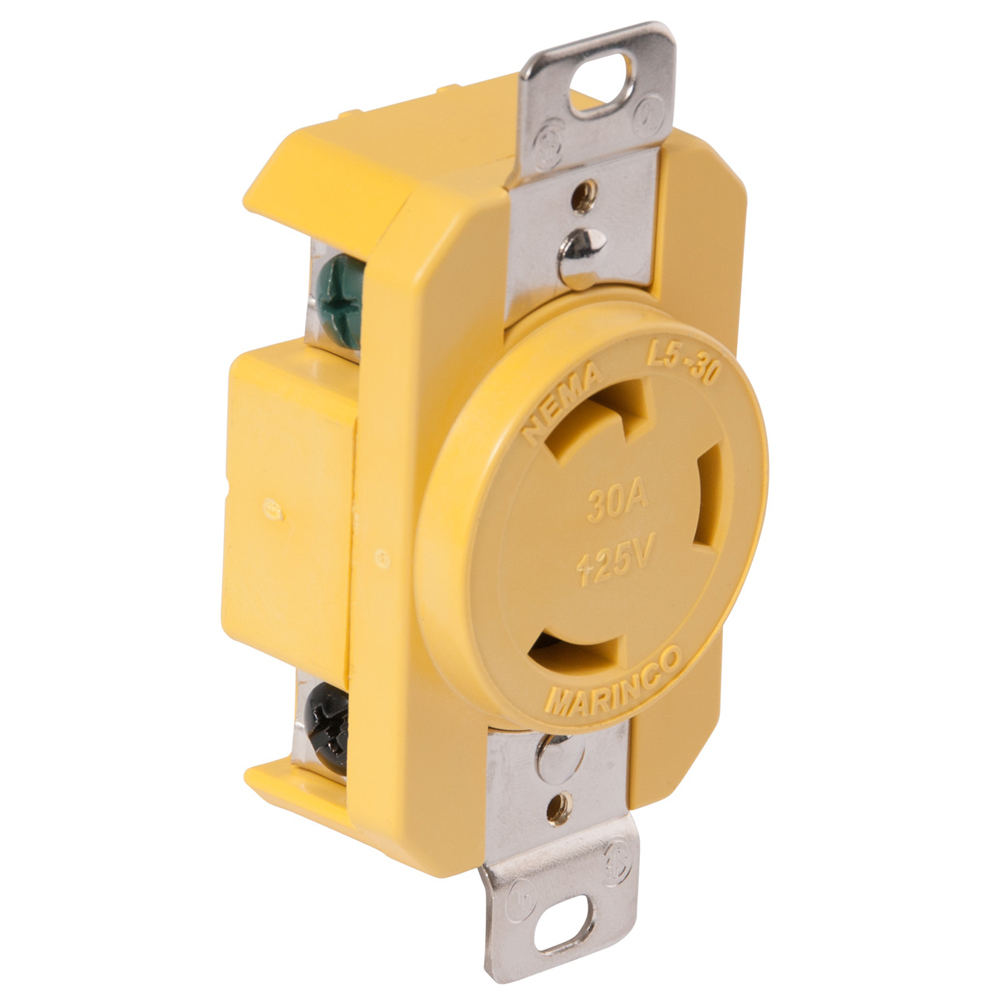 image for Marinco 305CRR 30A Receptacle – Yellow – 125V