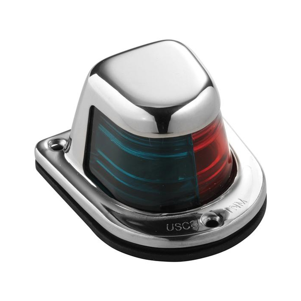 image for Attwood 1-Mile Deck Mount, Bi-Color Red/Green Combo Sidelight – 12V – Stainless Steel Housing