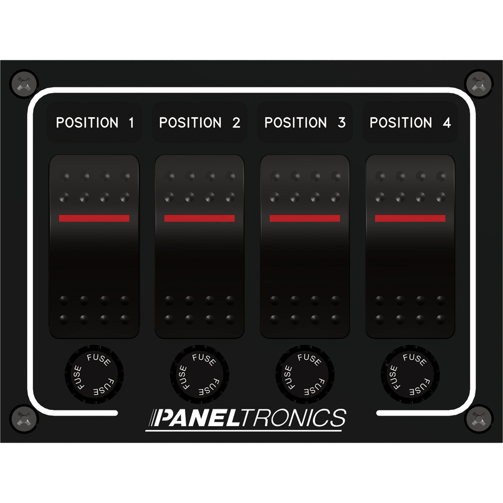 image for Paneltronics Waterproof Panel – DC 4-Position Illuminated Rocker Switch & Fuse