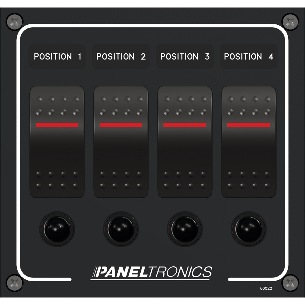 image for Paneltronics Waterproof Panel – DC 4-Position Illuminated Rocker Switch & Circuit Breaker