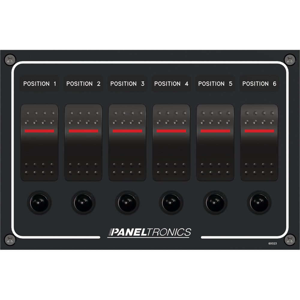 image for Paneltronics Waterproof Panel – DC 6-Position Illuminated Rocker Switch & Circuit Breaker