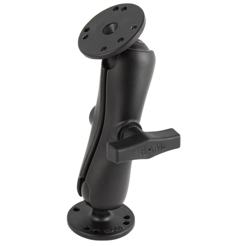 image for RAM Mount 1.5″ Ball Double Socket Arm w/2 2.5″ Round Bases – AMPs Pattern