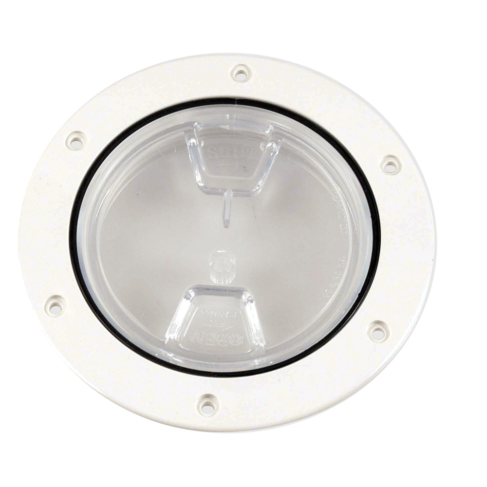 Beckson 4&quot; Clear Center Screw-Out Deck Plate - White CD-46421