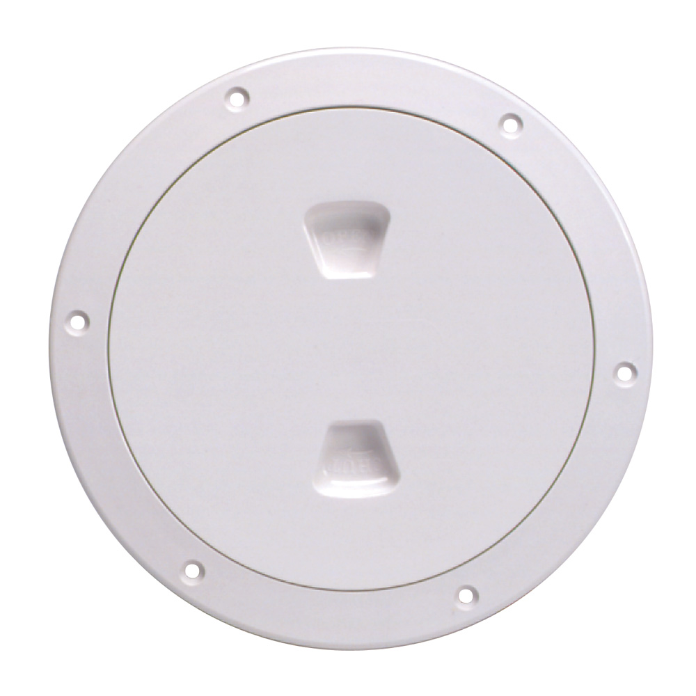 Beckson 6&quot; Smooth Center Screw-Out Deck Plate - White CD-46425