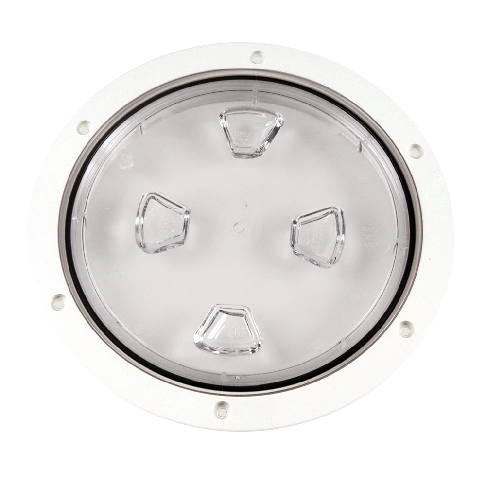 Beckson 8&quot; Clear Center Screw-Out Deck Plate - White CD-46437