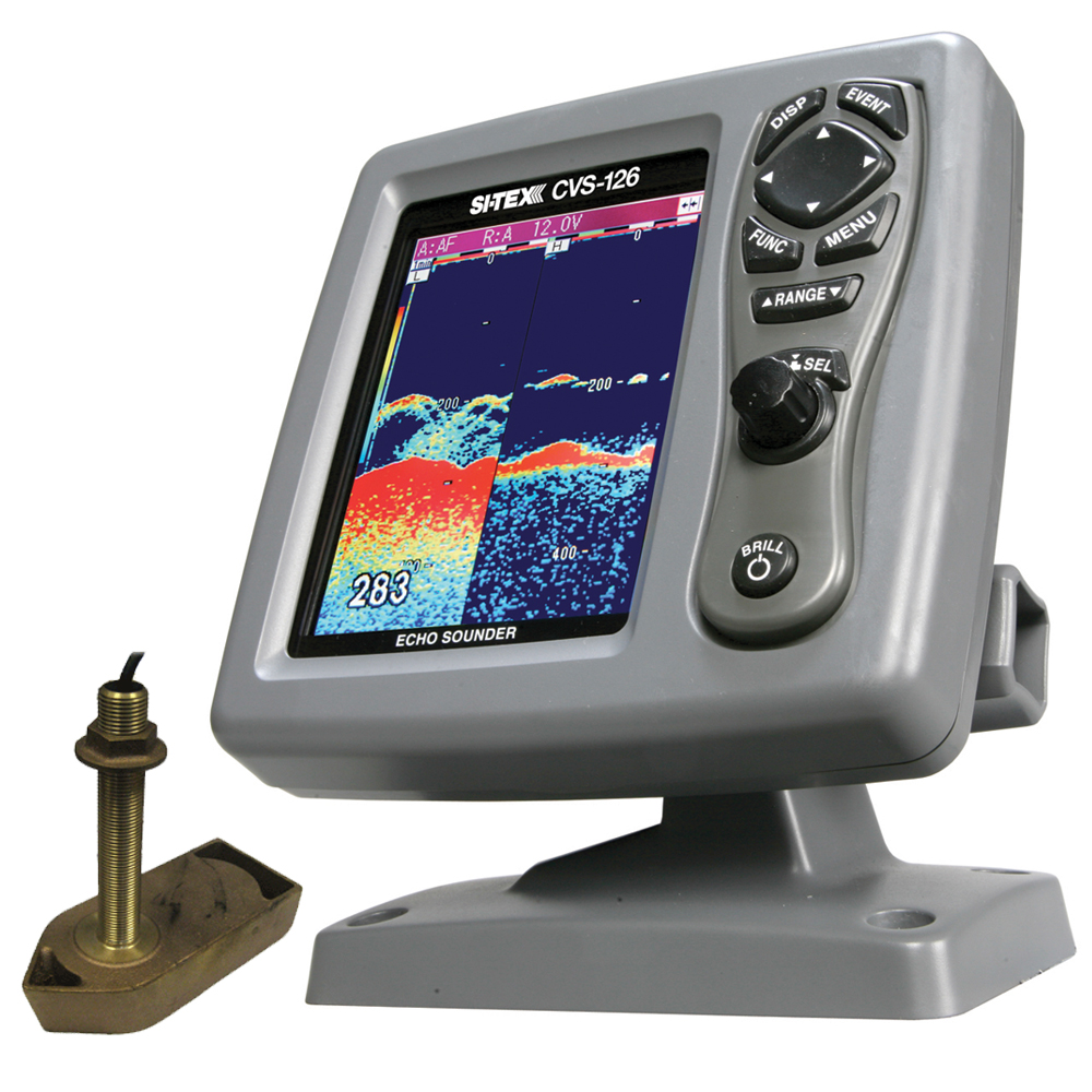 image for SI-TEX CVS-126 Dual Frequency Color Echo Sounder w/600kW Thru-Hull Tranducer 307/50/200T-CX