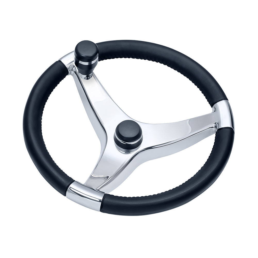 image for Schmitt Marine Evo Pro 316 Cast Stainless Steel Steering Wheel w/Control Knob – 13.5″ Diameter