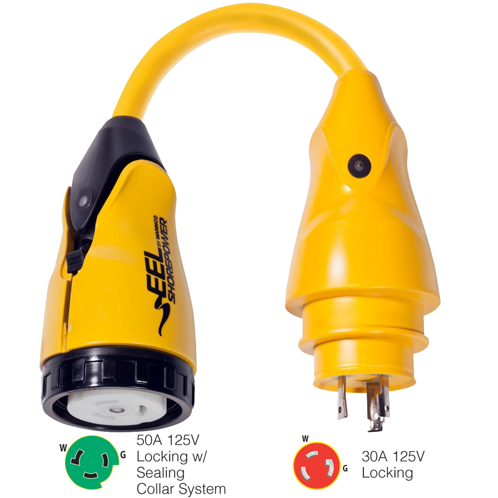 image for Marinco P30-503 EEL 50A-125V Female to 30A-125V Male Pigtail Adapter – Yellow