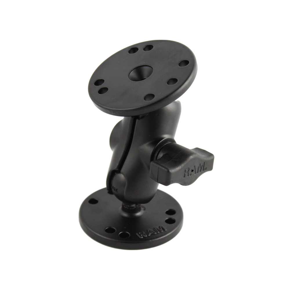 image for RAM Mount 1″ Ball Double Socket Short Arm w/ 2 2.5″ Round Bases