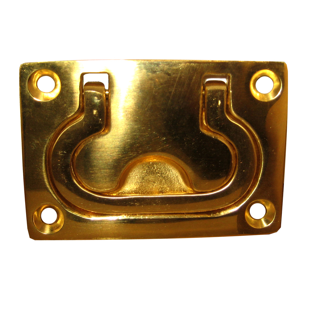 image for Whitecap Flush Pull Ring – Polished Brass – 3″ x 2″